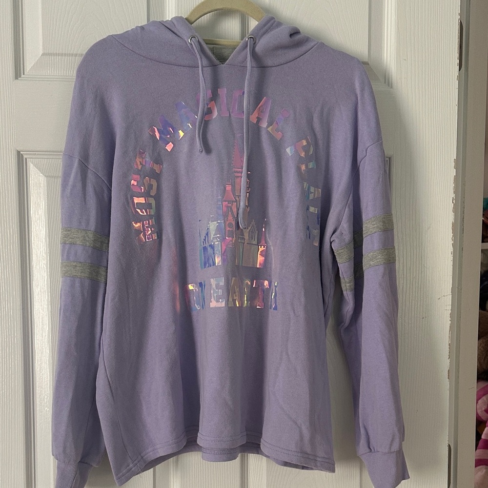 Lavender Disney World Hoodie Iridescent Print “Most Magical Place on Earth” L